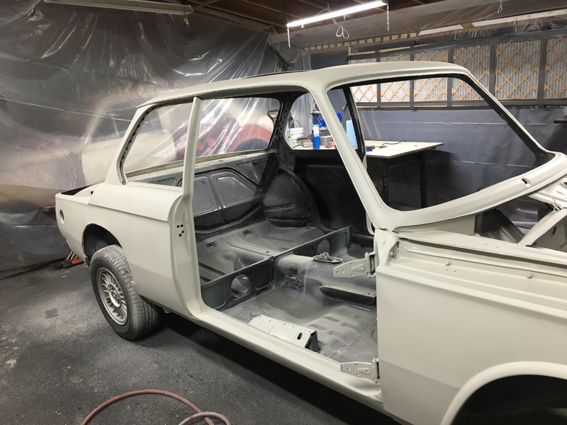 Prepping the car for paint.
